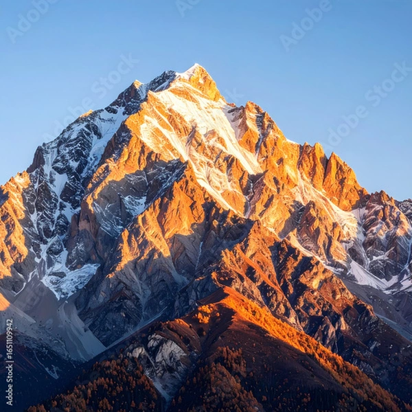 Obraz Mountain peak under golden light
