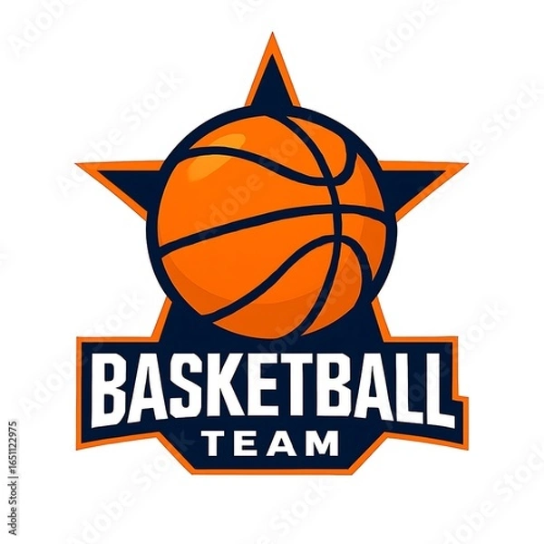 Fototapeta Bold Basketball Team Logo Modern Star Emblem Sports Design