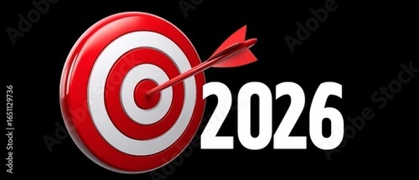 Fototapeta Achieve your 2026 goals happy new year celebration targeting success motivational image bullseye concept inspirational environment