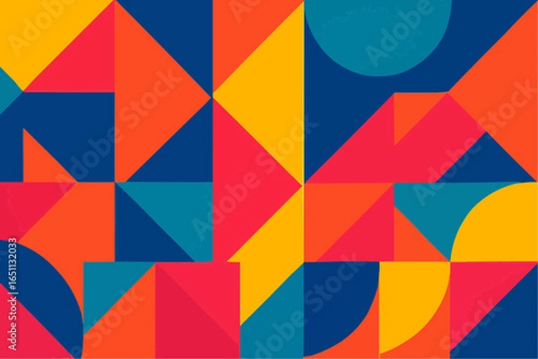 Fototapeta Vibrant geometric abstract with colorful shapes and depth
