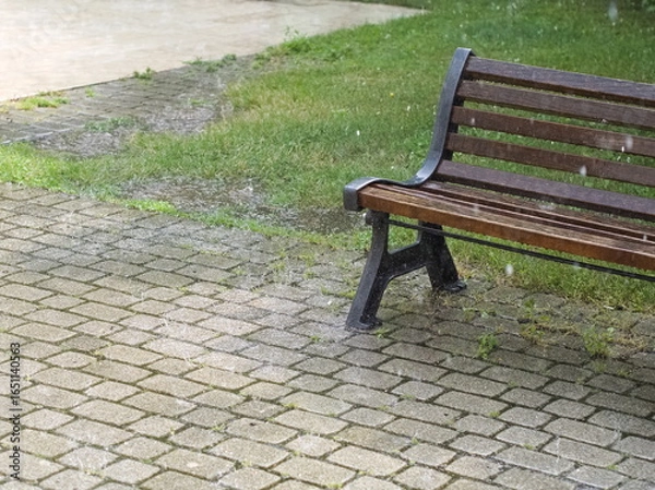 Fototapeta Park Bench in the Rain