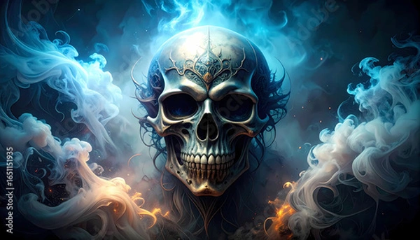 Obraz Ornate skull in mystical smoke