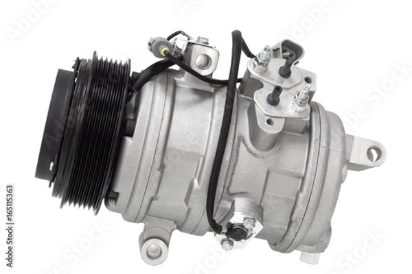 Fototapeta automotive air conditioning compressor on a white