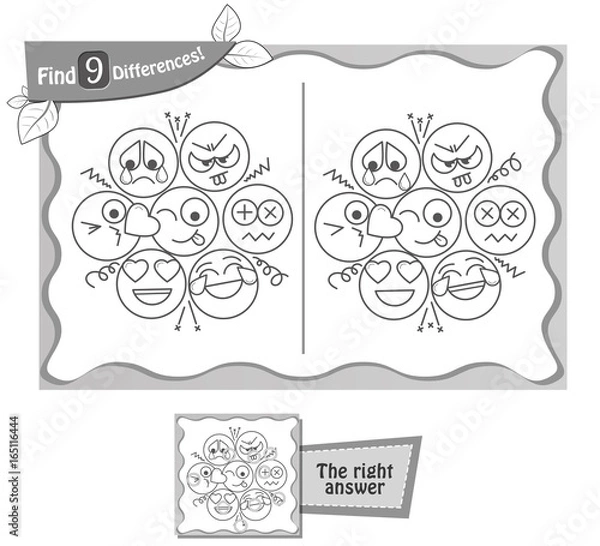 Obraz  game black  find 9 differences  emotions