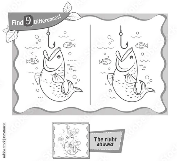Obraz  game black  find 9 differences fishing