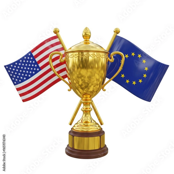 Obraz Usa and eu trophy isolated on transparent background