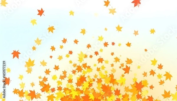 Fototapeta Autumn leaves falling on a soft gradient background