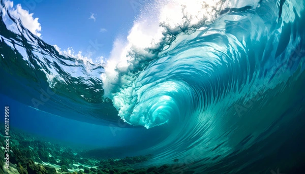 Obraz Powerful ocean wave underwater view