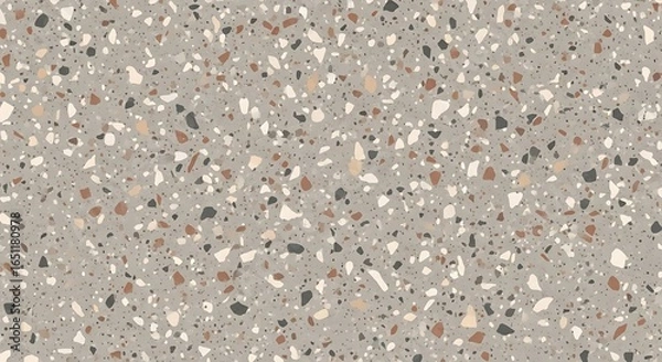 Fototapeta Terrazzo Pattern with Multicolored Stone Fragments on Light Gray Background – Modern Surface Texture for Interior Design