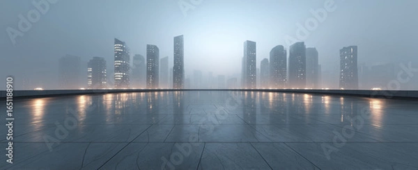 Obraz A modern city skyline, in front of the skyscrapers. 