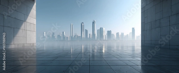 Obraz A modern city skyline, in front of the skyscrapers. 