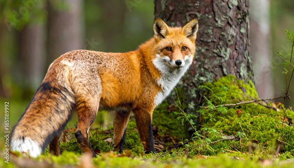 Obraz Red fox in forest scene