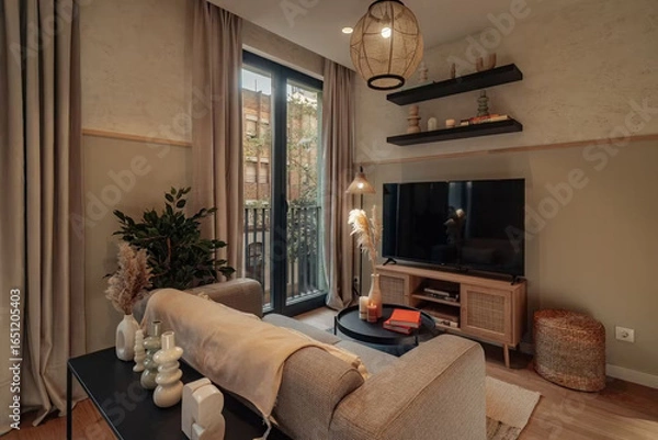 Obraz Modern luxury apartment interior in minimal scandinavian style, 3d rendering
