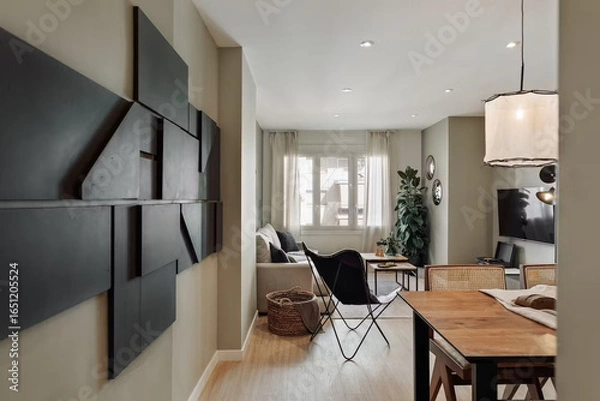 Obraz Modern luxury apartment interior in minimal scandinavian style, 3d rendering
