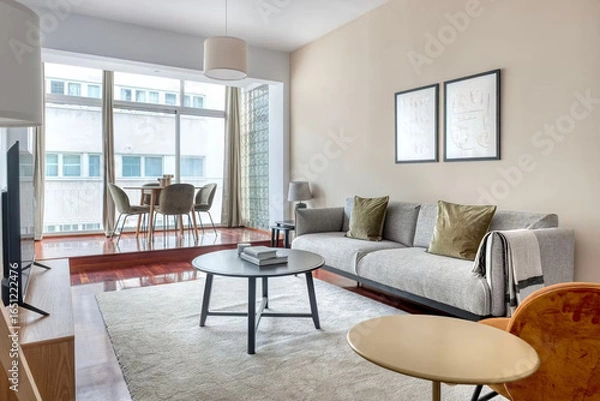 Obraz Modern luxury apartment interior in minimal scandinavian style, 3d rendering