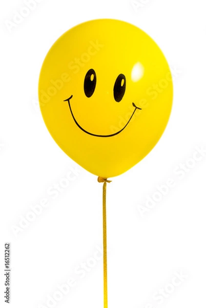 Obraz Yellow balloon with smile on white background