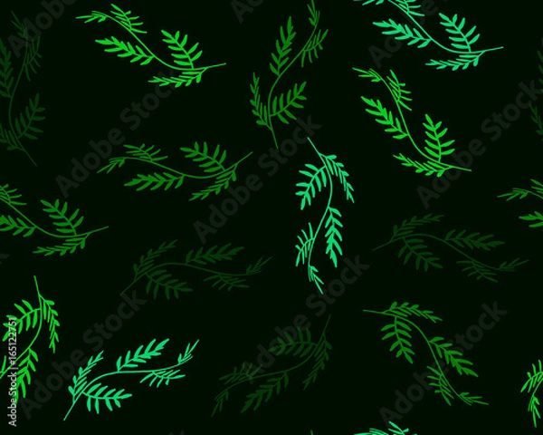 Fototapeta Vector seamless pattern with leaf. Green and black background