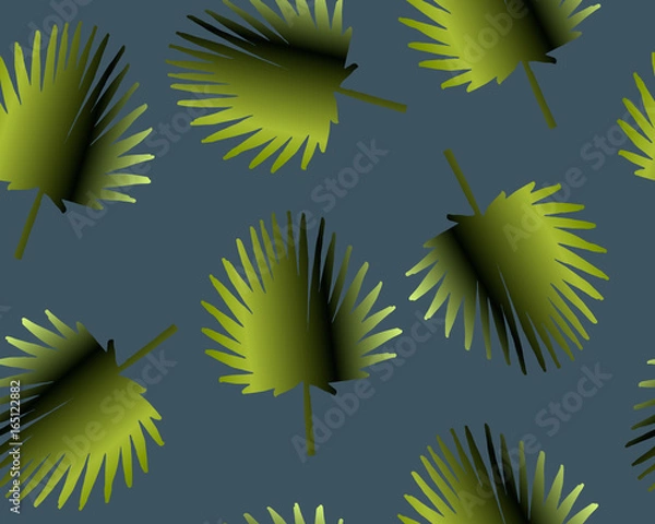Fototapeta Tropical palm leaves, jungle leaf seamless vector floral pattern background