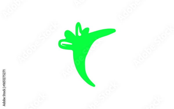 Obraz hand holding green leaf doodle.