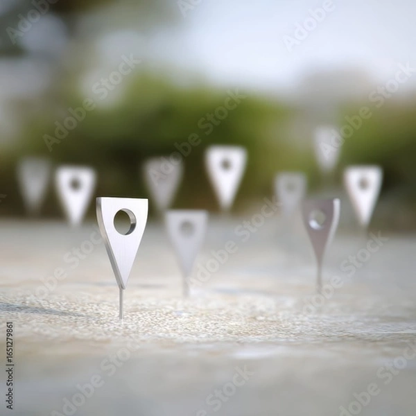 Fototapeta Multiple location markers on a textured surface.