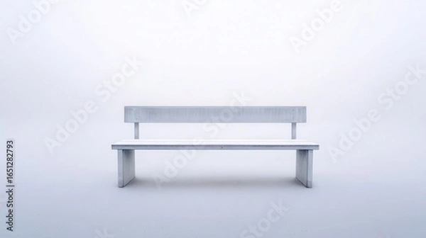 Fototapeta A simple park bench in a minimalist setting.