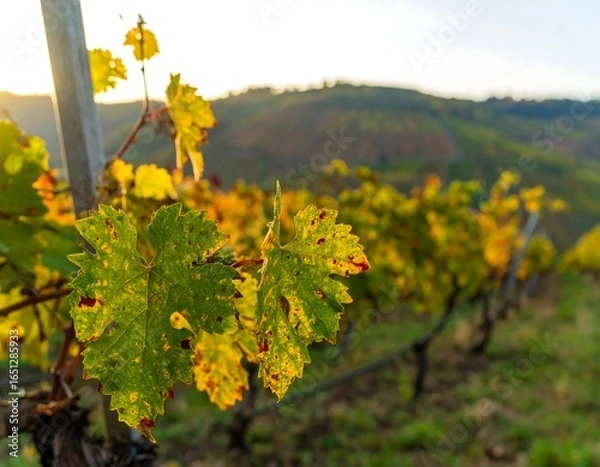 Fototapeta Autumn vineyard leaves in fall colors
