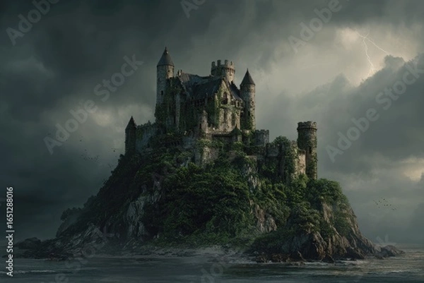 Fototapeta A weathered castle on a remote isle