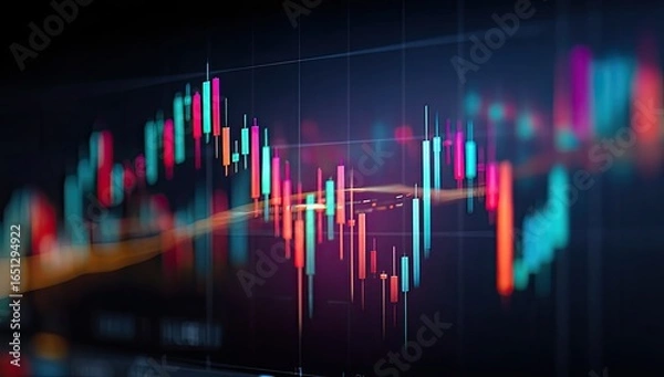 Fototapeta Financial data chart display