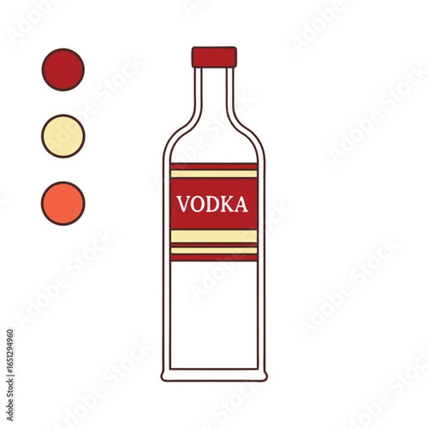 Fototapeta Simple Line Art Illustration of a Vodka Bottle
