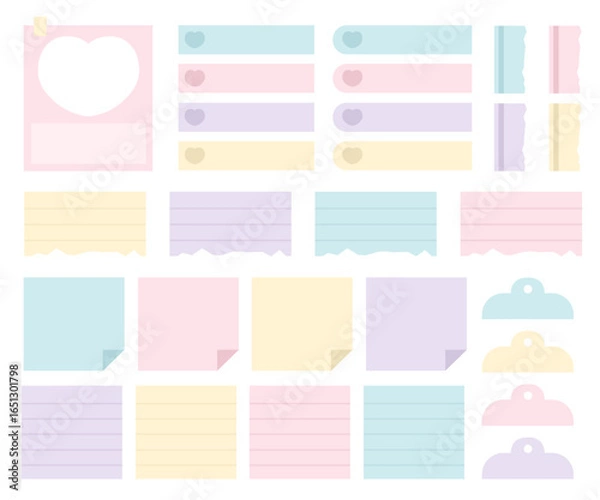 Obraz Pastel sticky note paper memo set