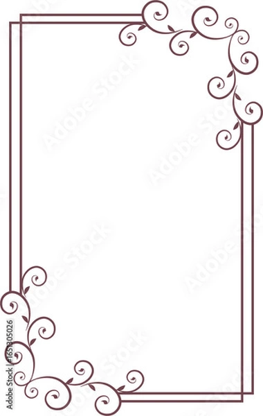 Fototapeta Plum Elegant Border Frame Swirls & Leaves Illustration Vector PNG Transparent Image