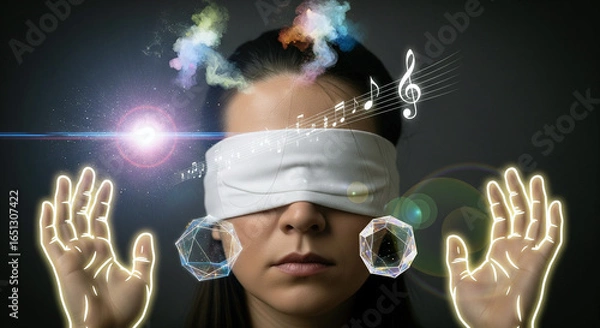 Fototapeta 人間の五感（視覚・聴覚・触覚・味覚・嗅覚）の抽象イメージ