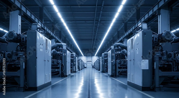 Fototapeta Automated textile manufacturing unit showcasing modern technology in a sophisticated setting