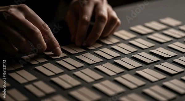 Fototapeta Detailed arrangement of identical pieces showcasing precision and craftsmanship involving the
