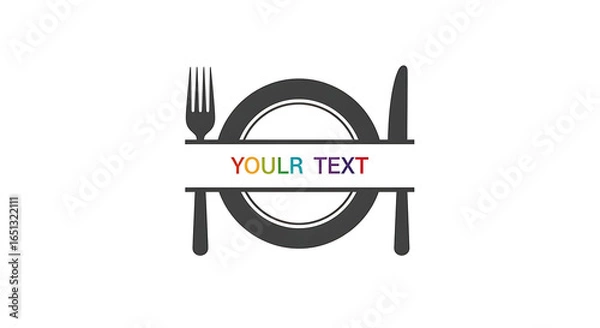 Fototapeta Elegant culinary design concept with dishware elements and vibrant text space for personalized
