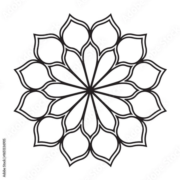 Fototapeta Floral Mandala Vector Design, Geometric Symmetrical Pattern, Line Art Decoration