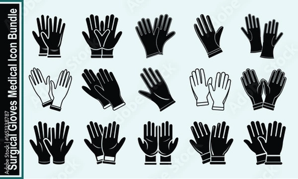 Obraz Diverse array of medical glove icons, highlighting paramount protection and health safety for healthcare professionals, compiled in a convenient vector design bundle.