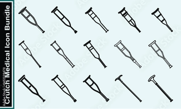 Obraz Orthopedic Support Crutch Icon Medical Bundle for Mobility Assistance 