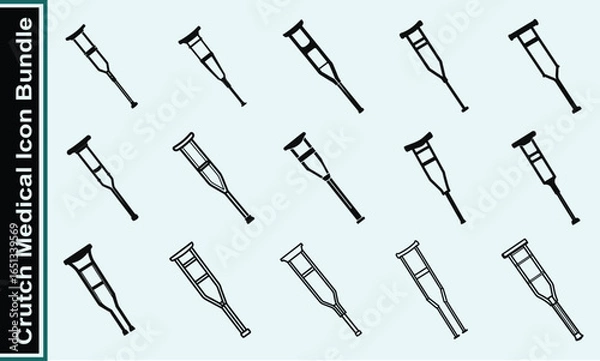 Obraz Crutch Icon Bundle 15 Versatile Crutch Illustrations for Medical Designs