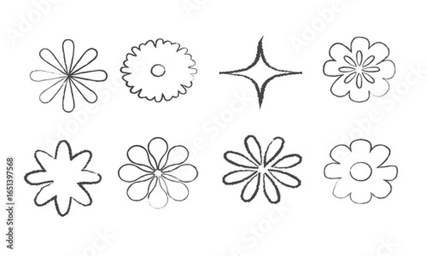 Fototapeta floral vector icon, flower line drawing, vector flower icon set
