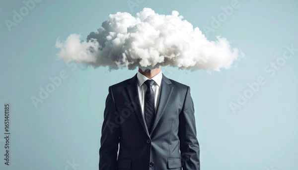 Obraz Businessman cloud head mental blockage
