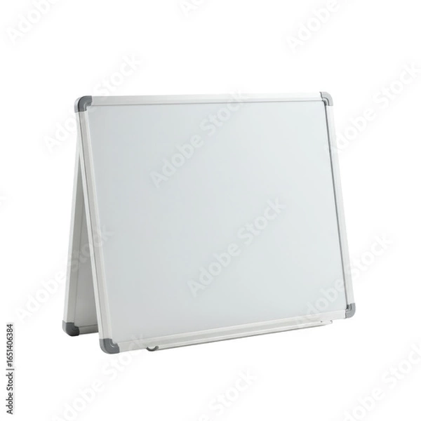 Fototapeta A small personal dry-erase whiteboard with a transparent melamine surface and a thin polished aluminum border, centrally placed on a seamless transparent infinity cove background with diffuse,