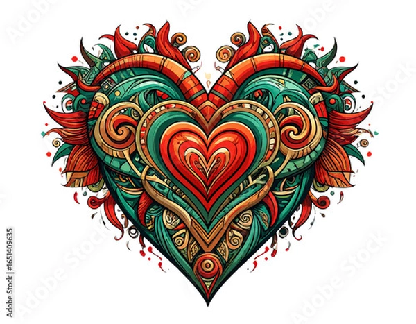 Fototapeta Friends Enjoying a Lazy River Tubing Adventure - Firefly_Unique tribal heart designs with intricate patterns suitable for tattoos and artistic  