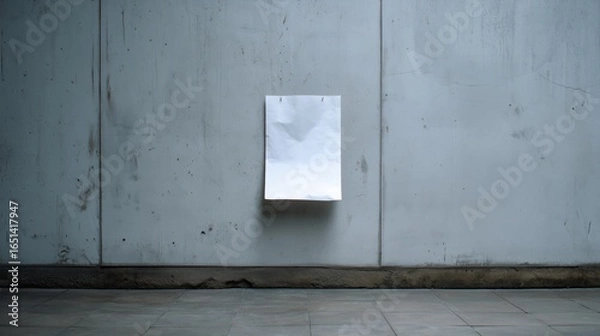 Fototapeta a white sheet of paper attached to the wall 