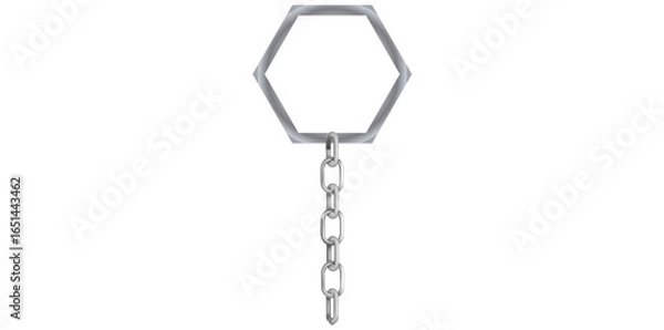Fototapeta Realistic Silver Key Chain With Metal Ring Vector Illustration.	