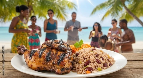 Obraz "Beach Party with Jamaican Street Food Vibes"