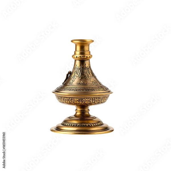Fototapeta Exquisite antique brass oil lamp with ornate detailing, perfect for adding vintage elegance to any decor or historical project.