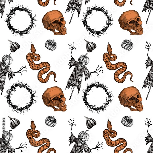 Obraz Seamless pattern for Halloween with a transparent background