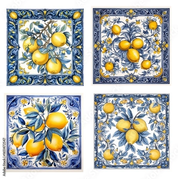 Fototapeta Set of square Ornament with lemon