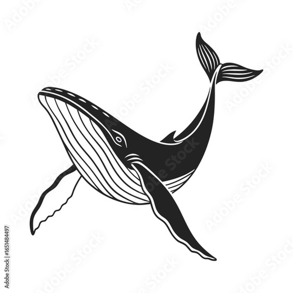 Fototapeta Minimal Animal Silhouette Vector | Clean Black Outline Graphic Design Isolated on White Background